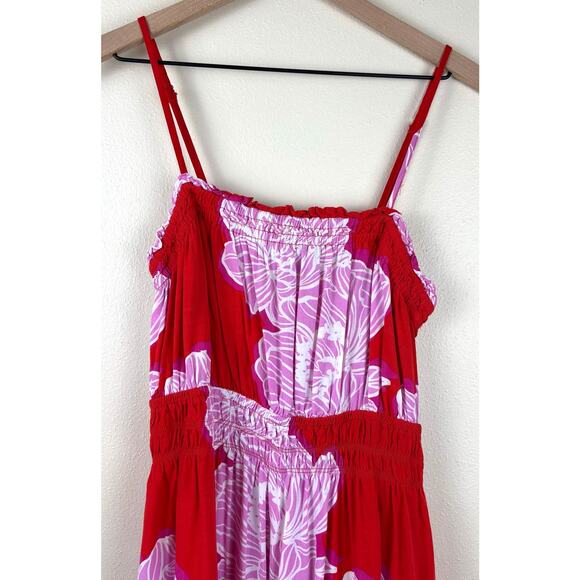 Petal & Pup Sybel Midi Dress Size Medium in Red Pink Floral - Picture 9 of 16